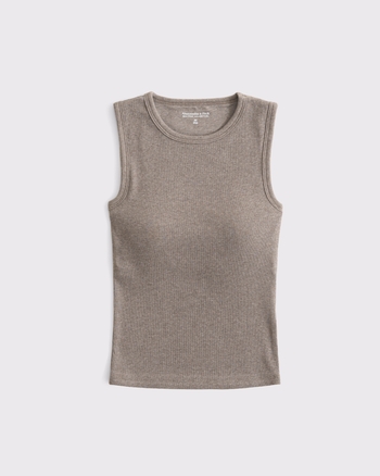 ABERCROMBIE & FITCH Women's Bra-Free Rib High-Neck Tank | Women's New Arrivals | Abercrombie.com