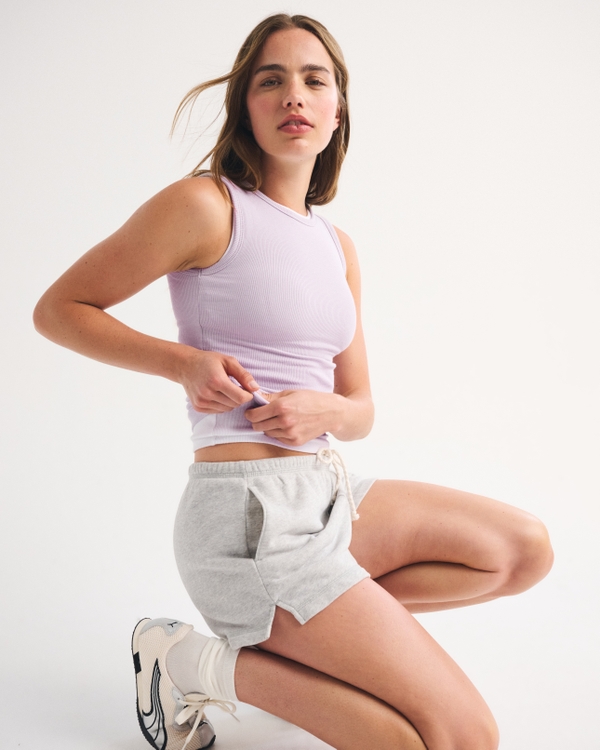 Bra-Free Rib High Neck Tank, Light Purple view 1
