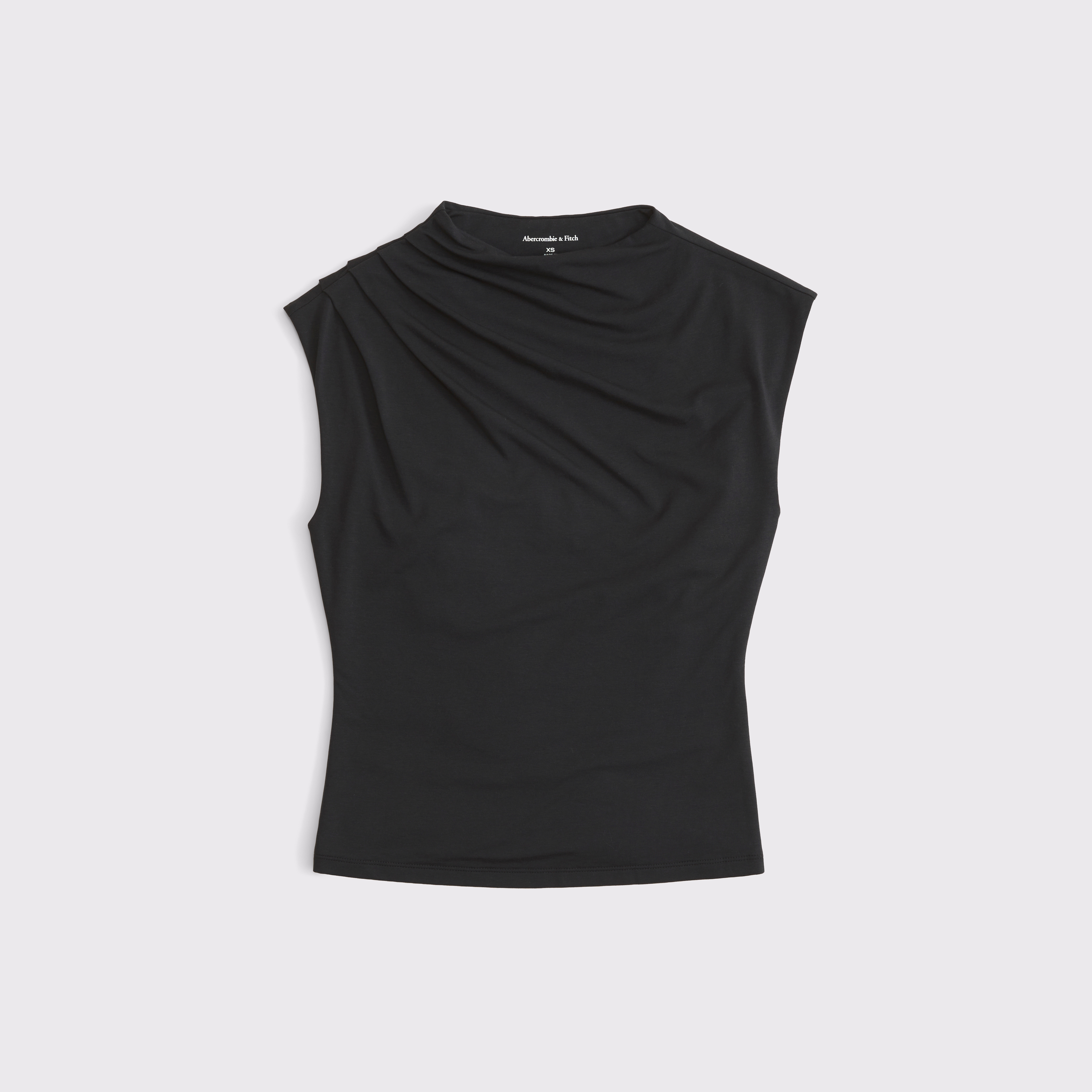 Pleated Mock Neck Top