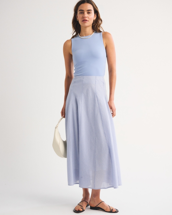Bra-Free Snatched Seamless High-Neck Tank, Faded Blue view 2