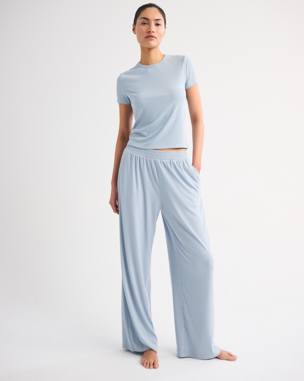 Modal-Blend Lounge Rib Baby Tee, Blue Haze view 2