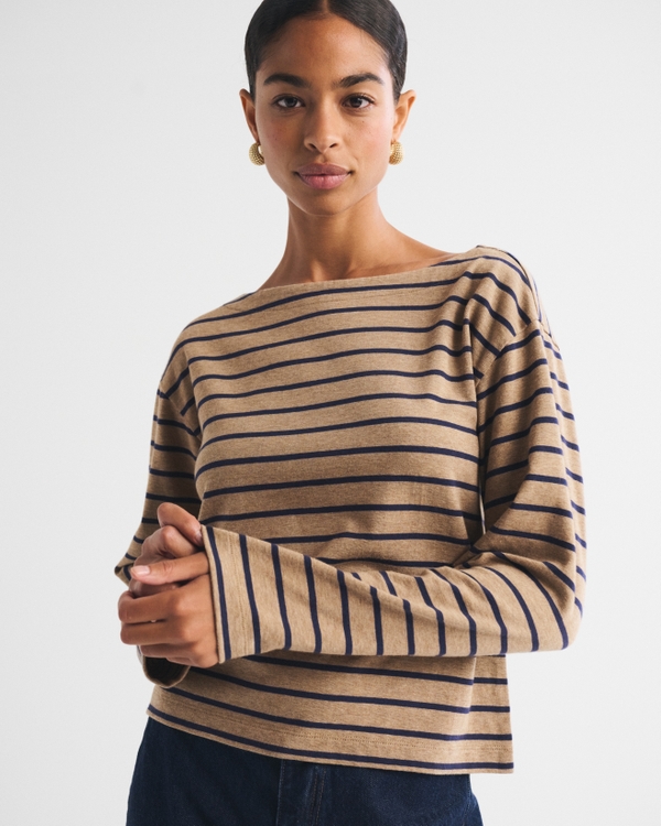 Long-Sleeve Boat Neck Tee