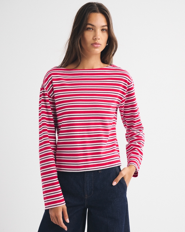 Long-Sleeve Boat Neck Tee