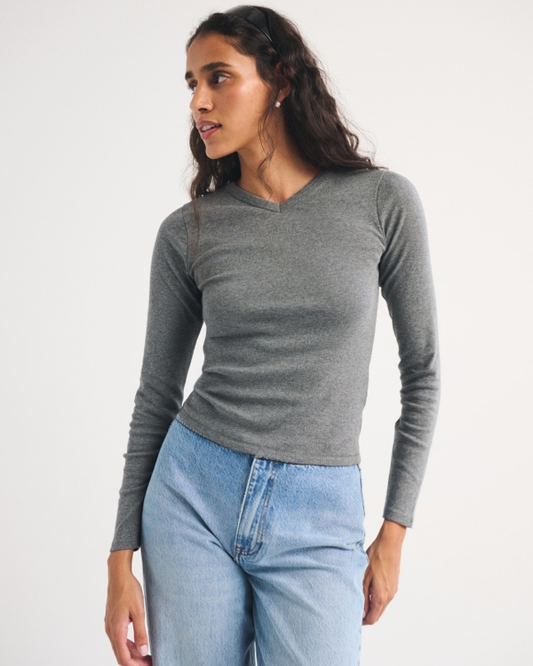 Long-Sleeve Jersey V-Neck Baby Tee