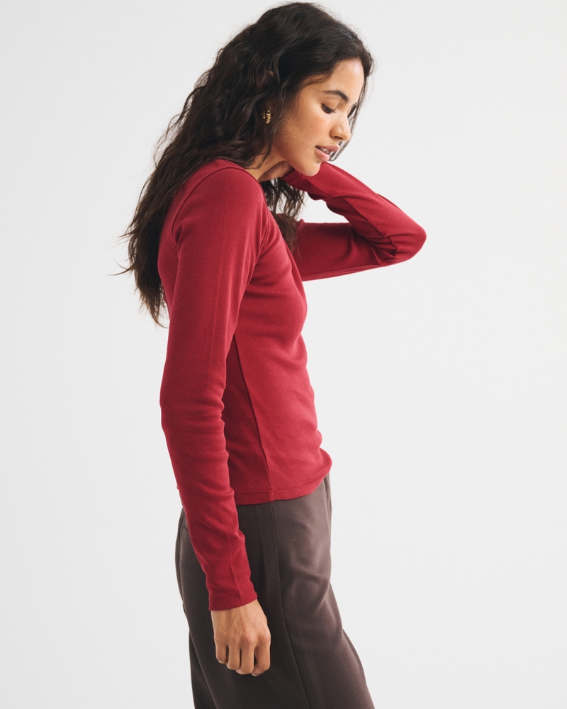 Long-Sleeve Jersey V-Neck Baby Tee - thumbnail 10
