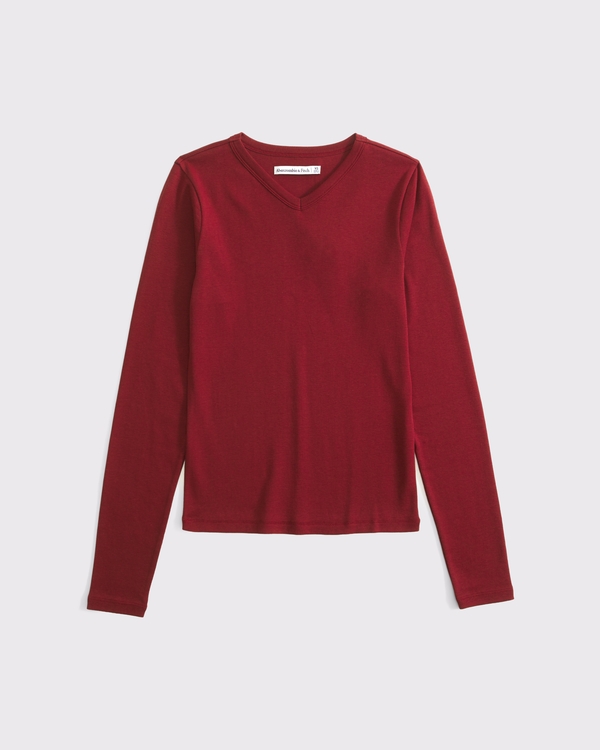 Long-Sleeve Jersey V-Neck Baby Tee