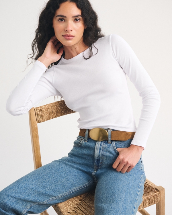 Long-Sleeve Jersey Baby Tee, White view 1