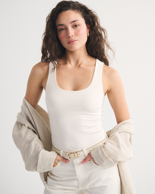 Bra-Free Scoopneck Tank, Cream view 1
