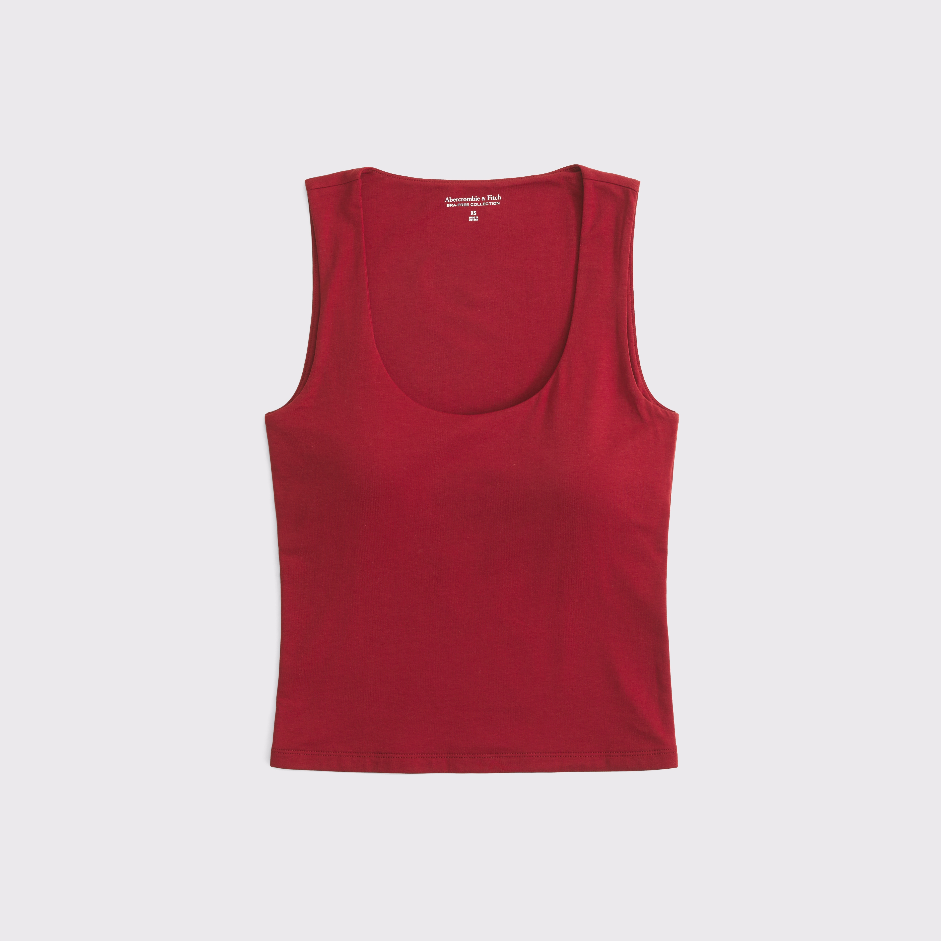 Женский топ Abercrombie & Fitch Bra-Free Scoopneck Tank, цвет: Насыщенный рубиновый
