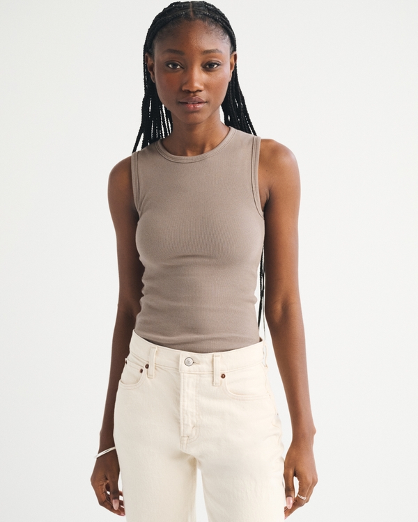 Bra-Free Rib High-Neck Tank