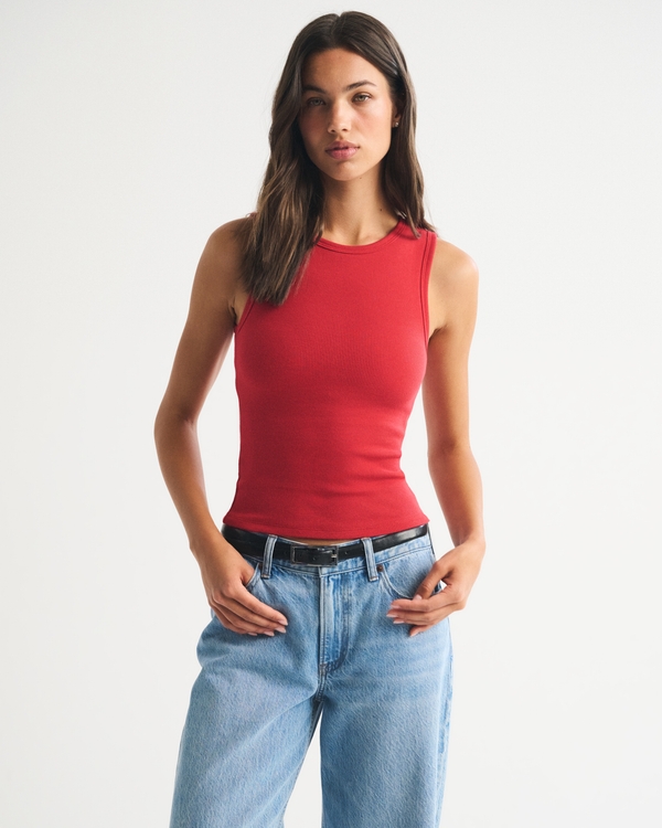 Bra-Free Rib High-Neck Tank