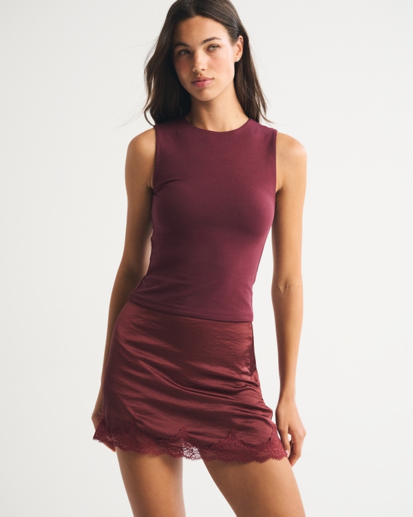 Bra-Free High-Neck Tank, Red Wine view 1