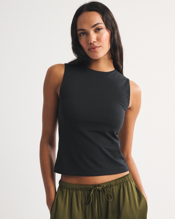 Bra-Free High-Neck Tank, Black view 1