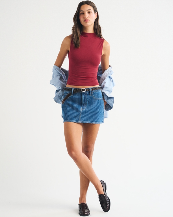 Bra-Free Mockneck Top, Rich Ruby view 2