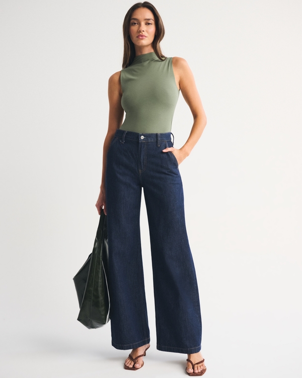 Bra-Free Mockneck Bodysuit, Olive view 2