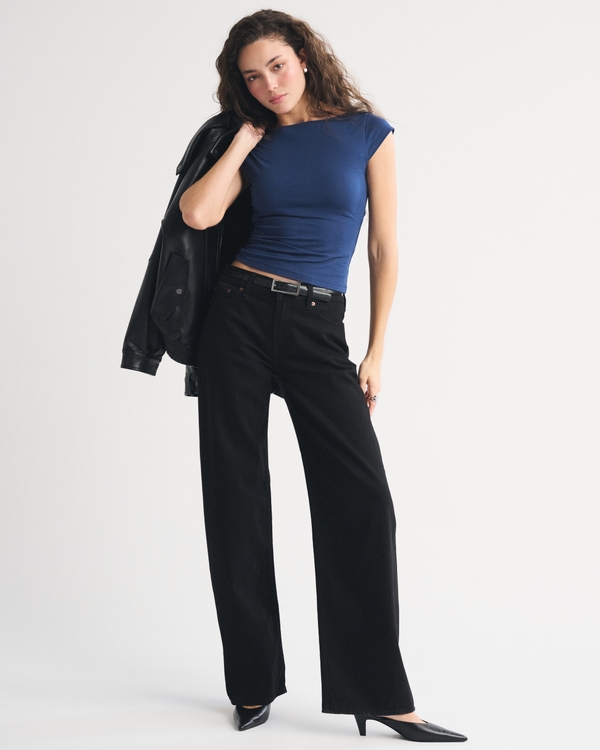 Bra-Free Short-Sleeve Cowl-Back Hardware Top