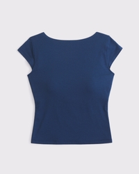 Bra-Free Short-Sleeve Cowl-Back Hardware Top