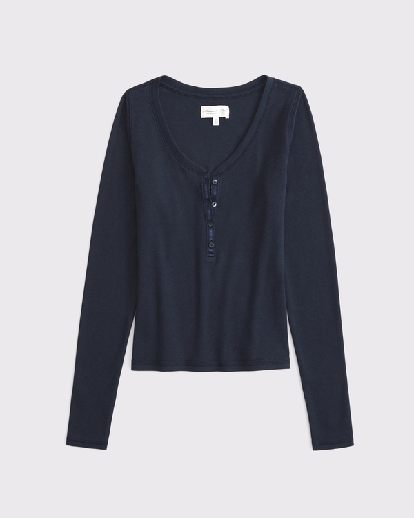 Women's Long-Sleeve Rib Henley | Women's Tops | Abercrombie.com