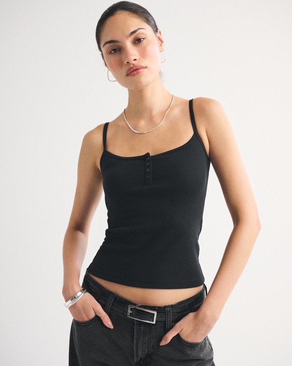 Women's Bra-Free Rib Henley Tank | Women's Tops | Abercrombie.com