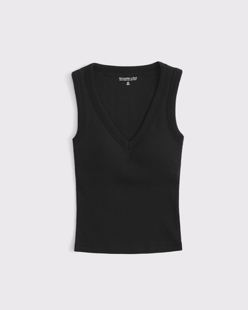 ABERCROMBIE & FITCH Women's Bra-Free Rib V-Neck Tank 