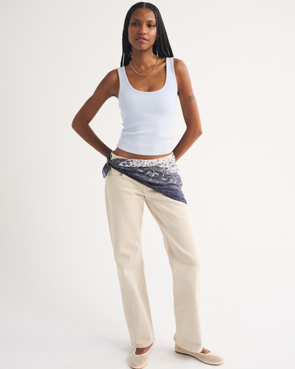 Bra-Free Rib Scoopneck Tank, Pastel Blue view 2