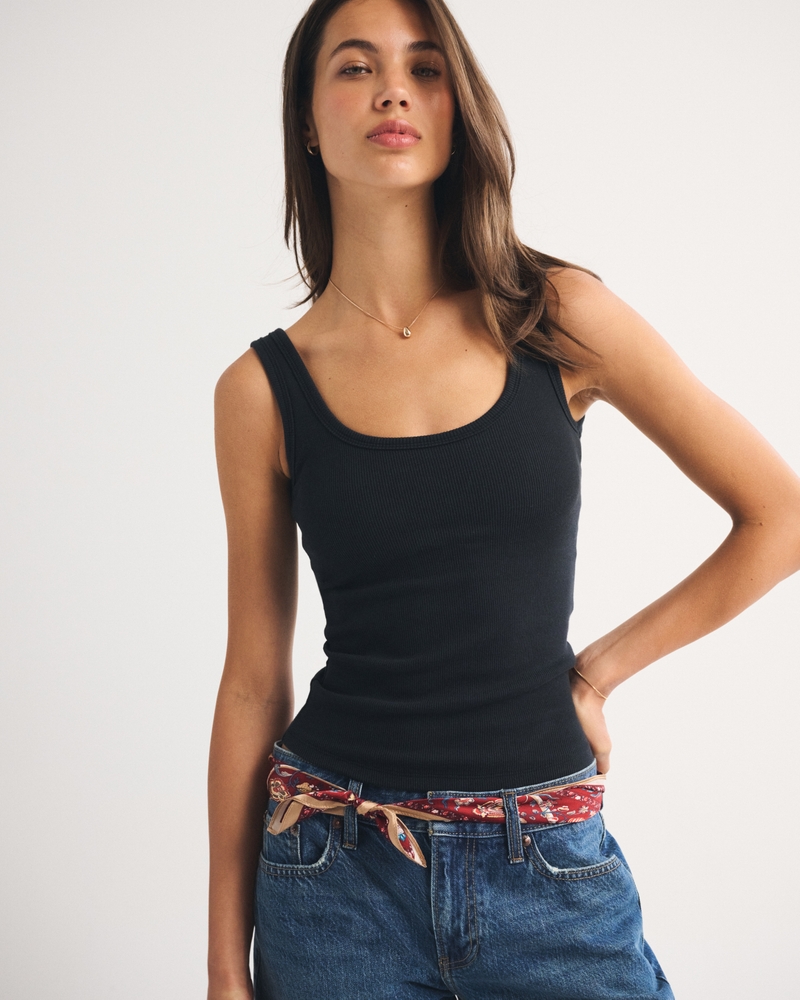 Bra-Free Longline Rib Scoop Neck Tank - thumbnail 8