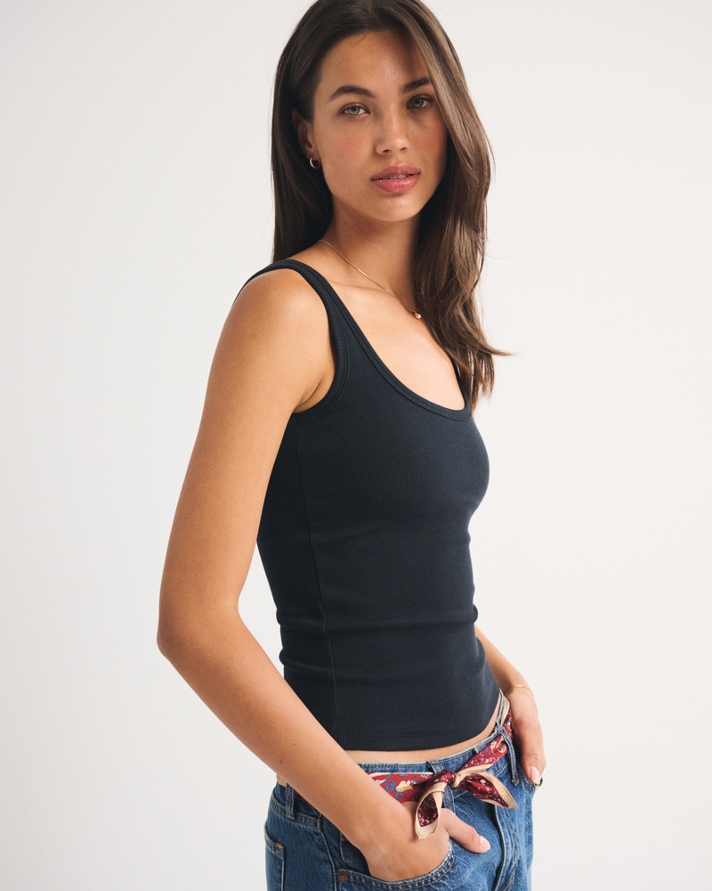 Bra-Free Longline Rib Scoop Neck Tank - thumbnail 9