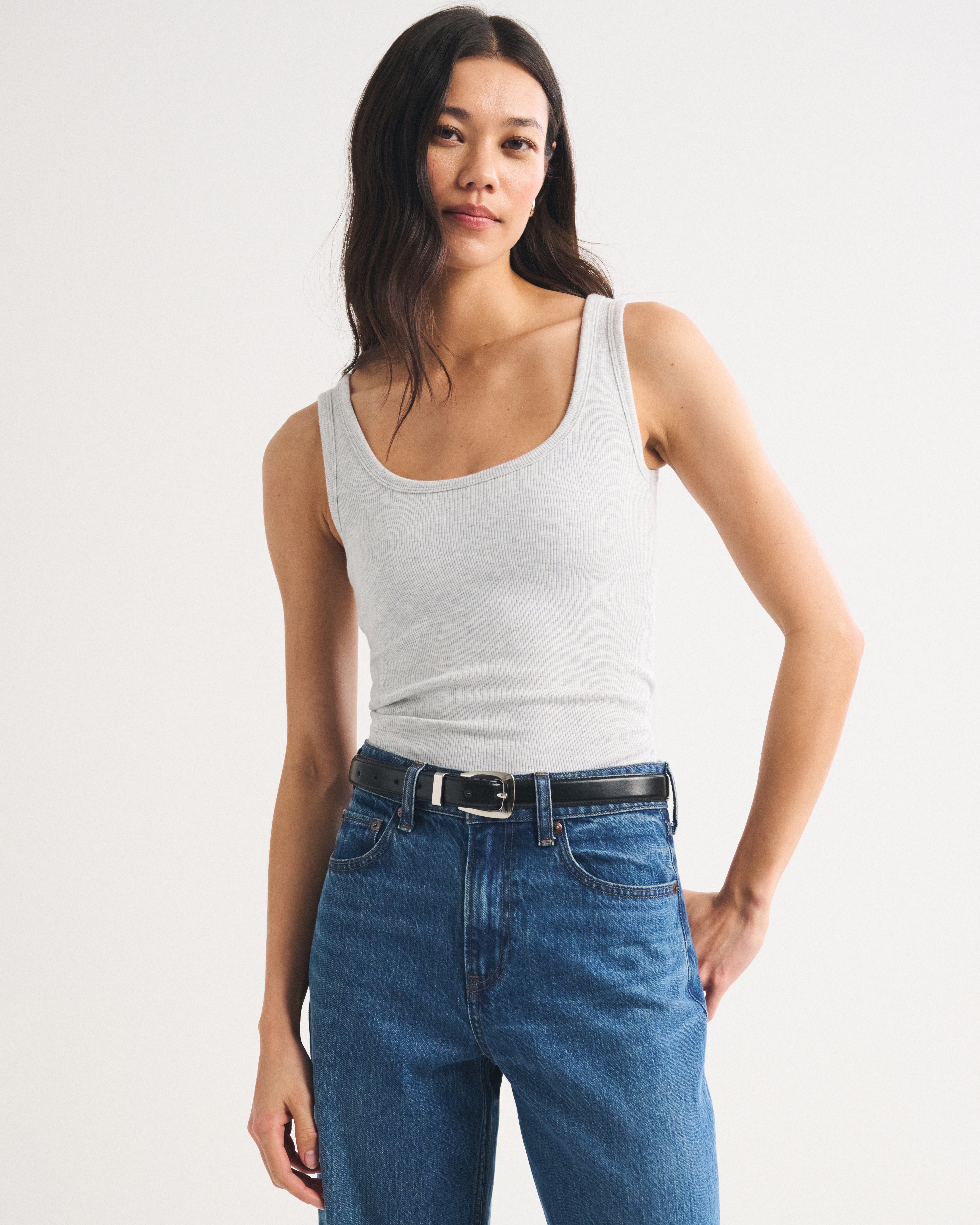 Бра Free Tuckable, круглый вырез, в рубчик — Abercrombie & Fitch — фото 2