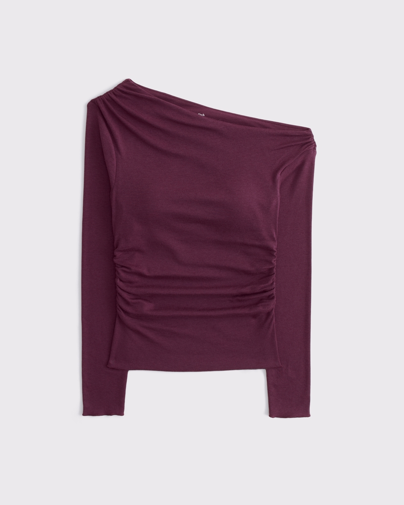 Women's Bra-Free Fine Wool-Blend Asymmetrical Draped Top | Women's