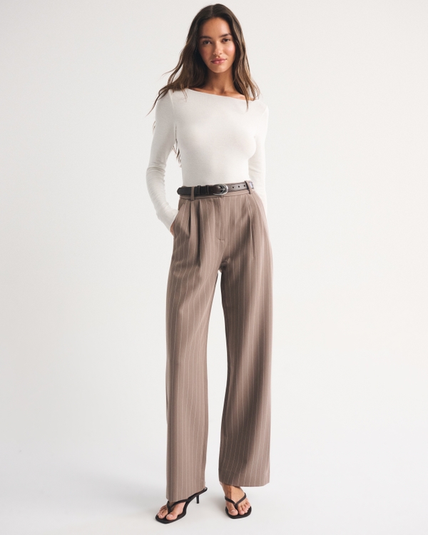 Fine Wool-Blend Boatneck Top, White view 2