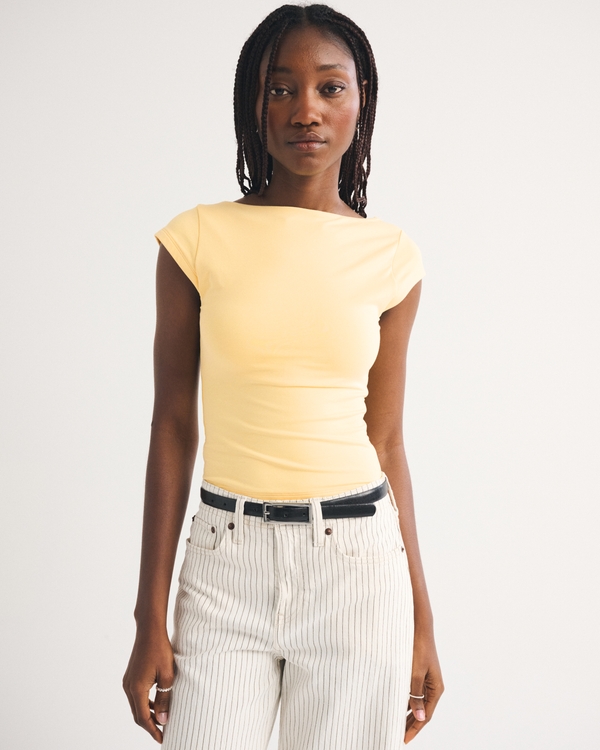 Bra-Free Reversible Scoopneck Top, Sunny Yellow view 1