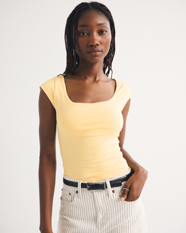 Bra-Free Reversible Scoopneck Top, Sunny Yellow view 2