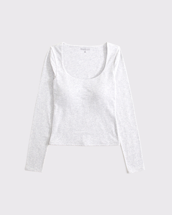 Abercrombie & Fitch Bra-Free Long-Sleeve Scoop Neck Tee