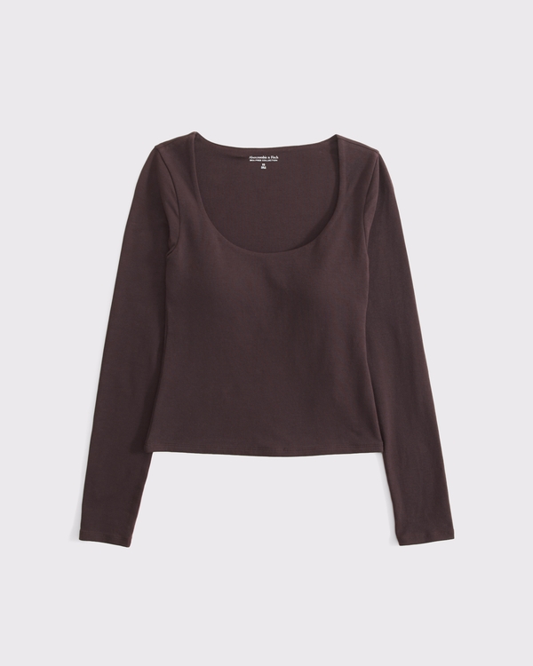 Bra-Free Long-Sleeve Scoop Neck Tee