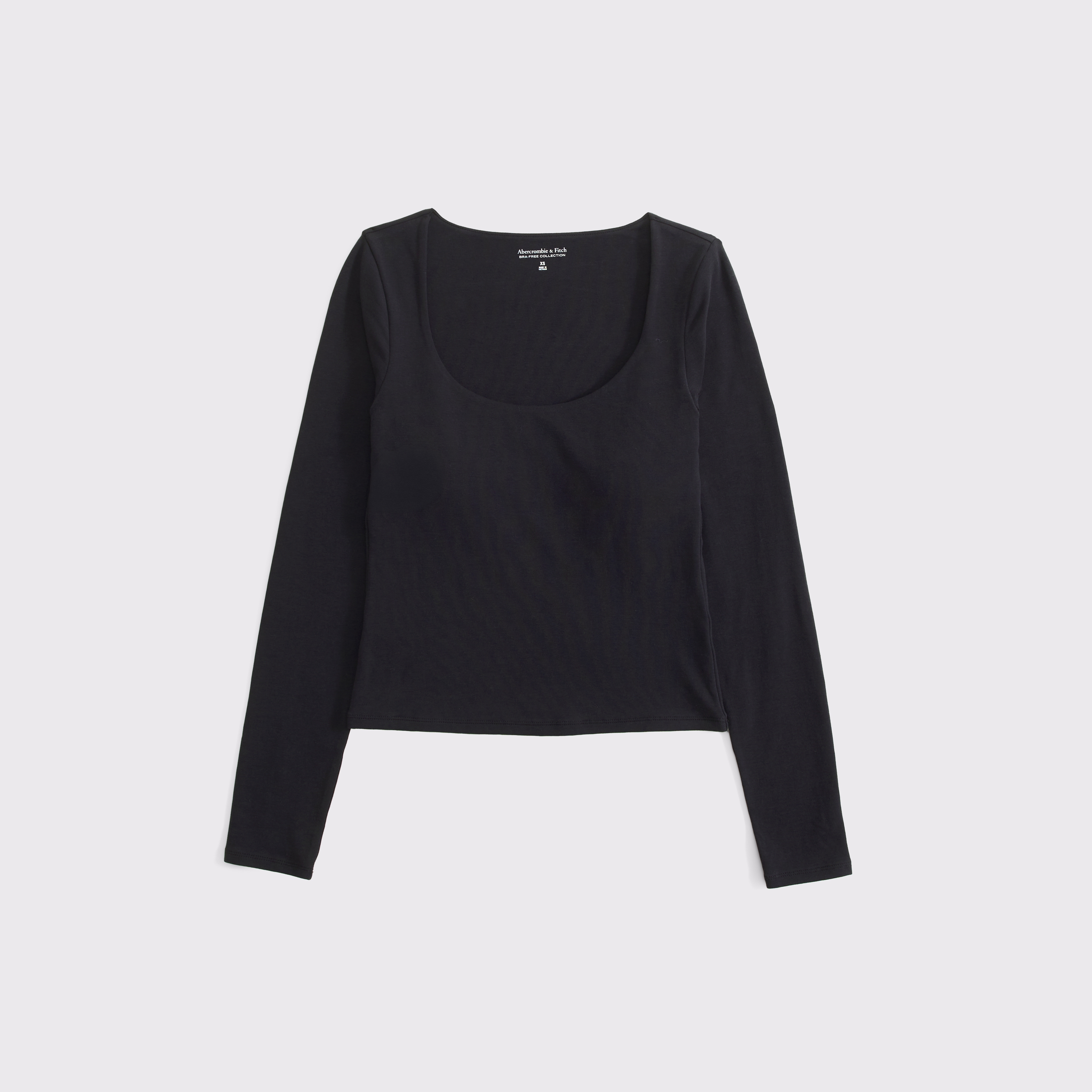 Женская футболка Abercrombie & Fitch Bra-Free Long-Sleeve Scoop Neck, цвет: Чёрный