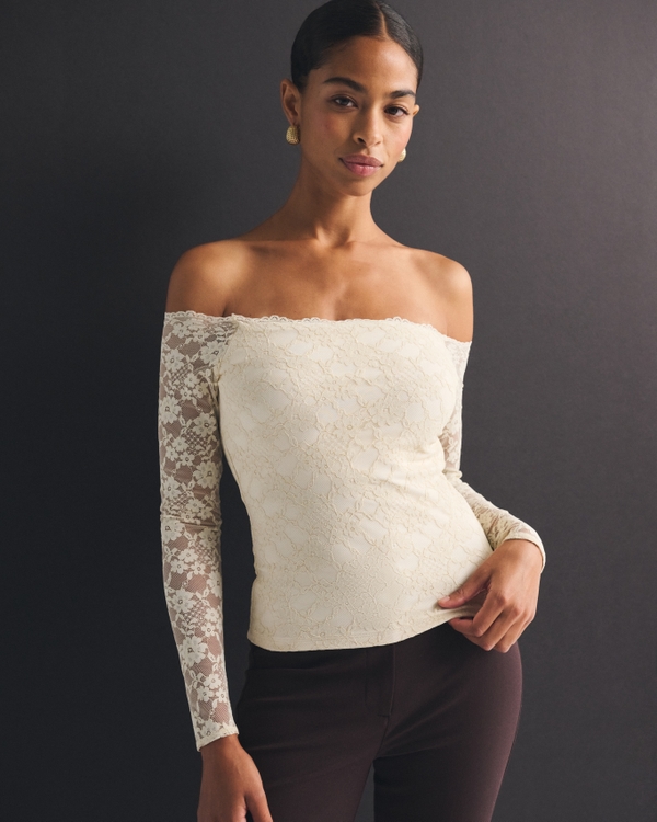 Bra-Free Off-The-Shoulder Lace Top by Abercrombie & Fitch