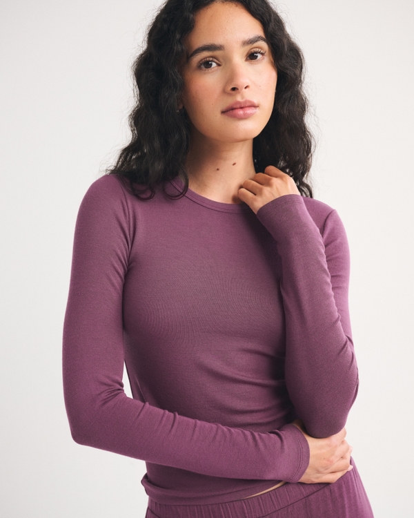 Long-Sleeve Modal-Blend Lounge Tee by Abercrombie & Fitch