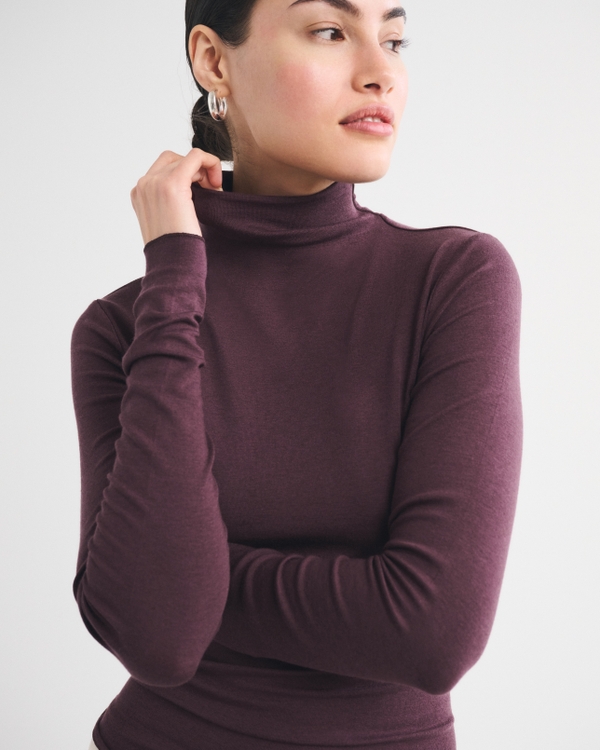 Fine Wool-Blend Mock Neck Top