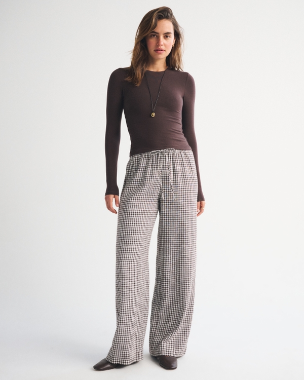 Double-Lined Long-Sleeve Baby Tee, Dark Coffee view 2