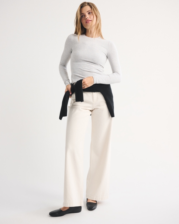 Long-Sleeve Double-Lined Baby Tee, Light Gray view 2