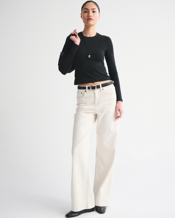 Long-Sleeve Double-Lined Baby Tee, Black view 2