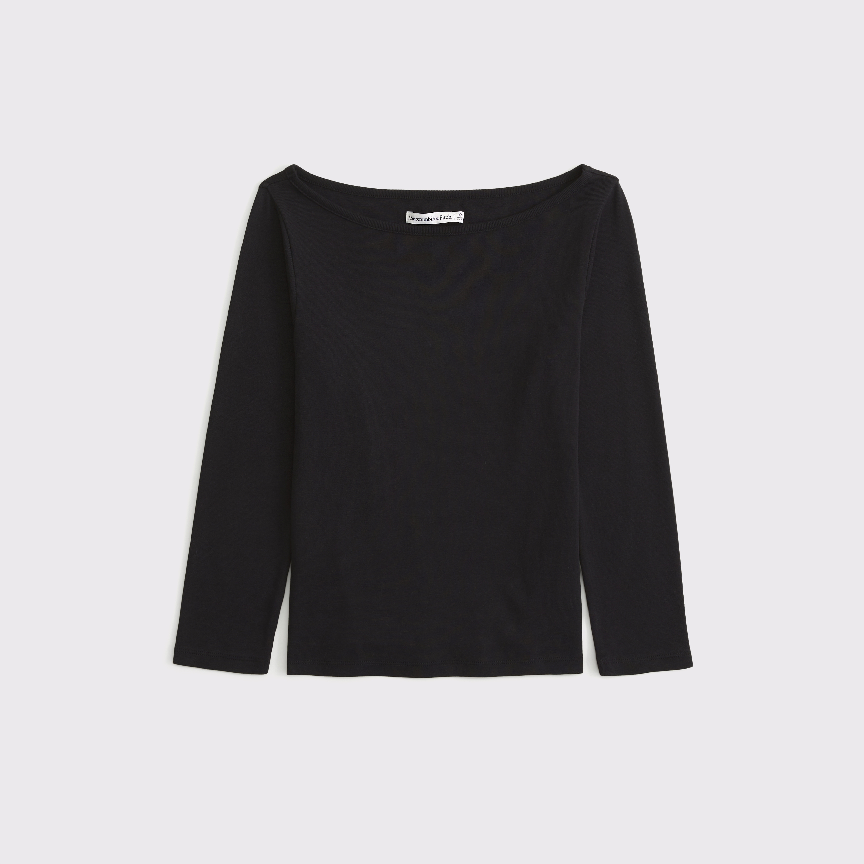Женский топ Abercrombie & Fitch 100% Cotton 3/4 Sleeve Boat Neck Top, цвет: Чёрный — фото 1