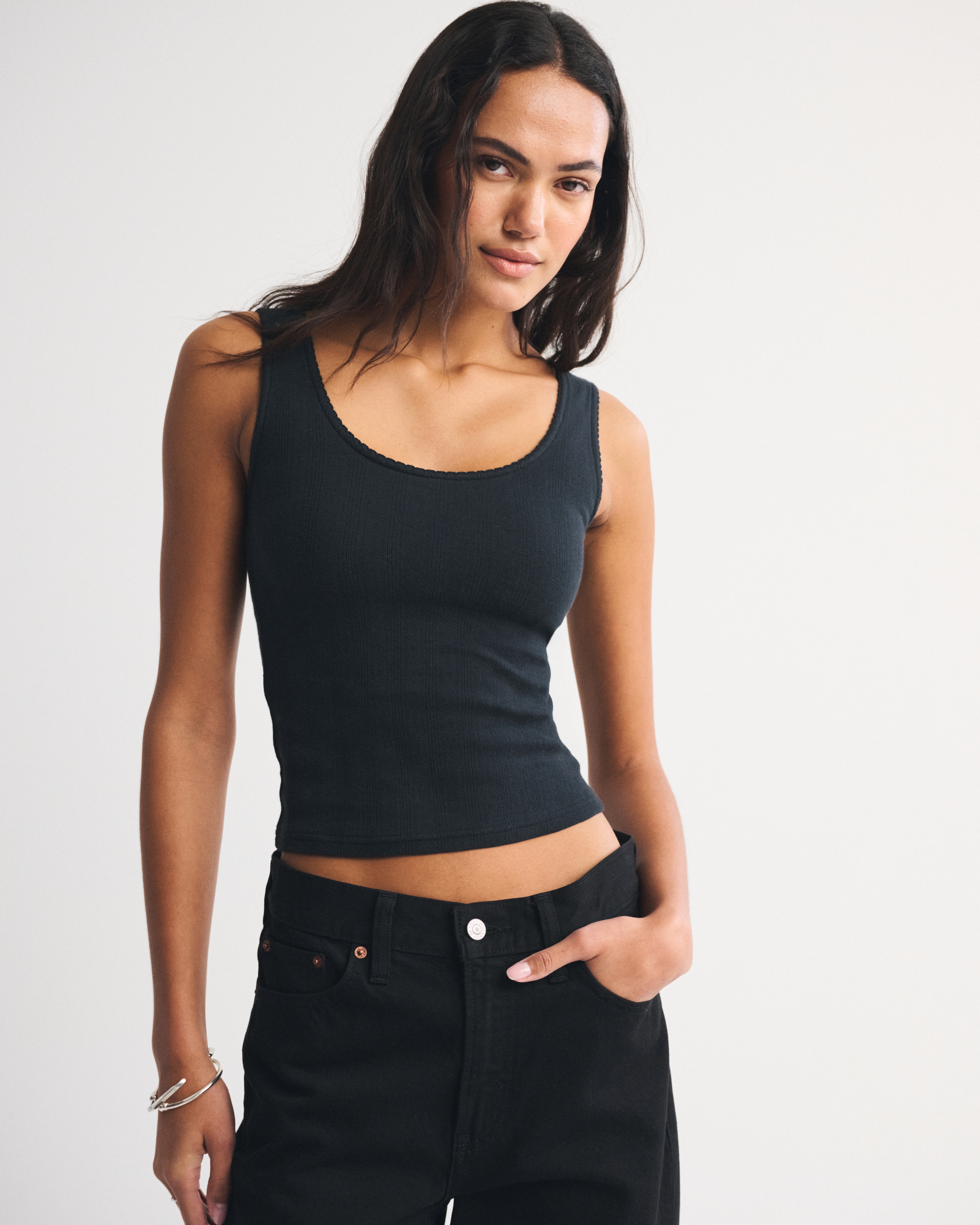 Женские кардиганы Abercrombie & Fitch Bra-Free Pointelle Cardigan Tank Set — фото 3