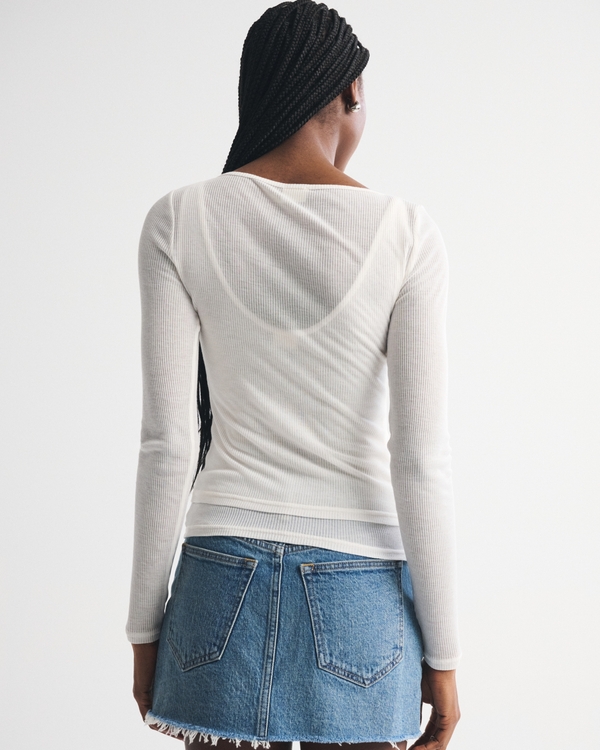 Sheer Rib Layered Top