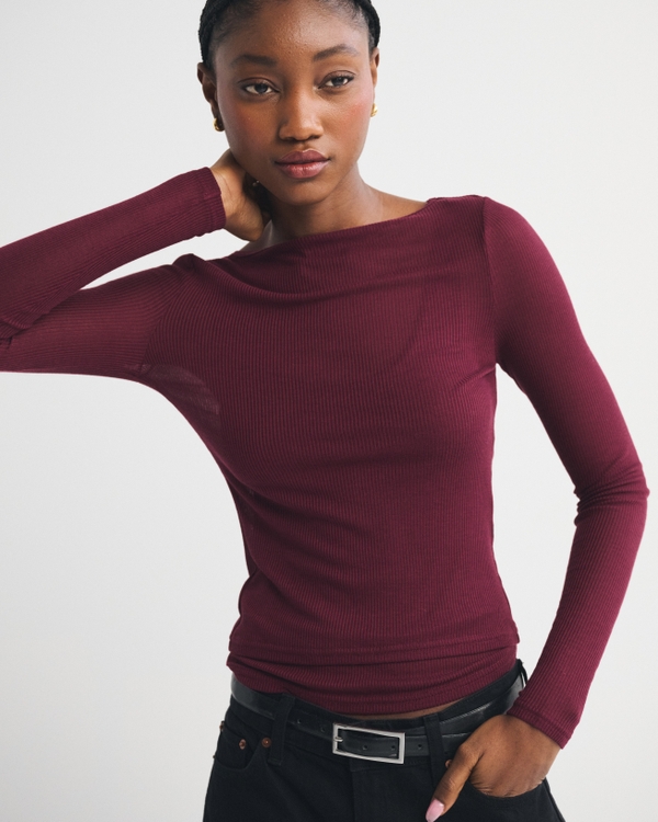 Sheer Rib Layered Top