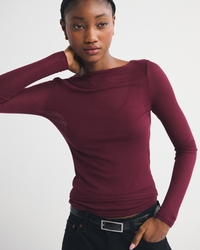 Women's Sheer Rib Layered Top | Women's Clearance | Abercrombie.com