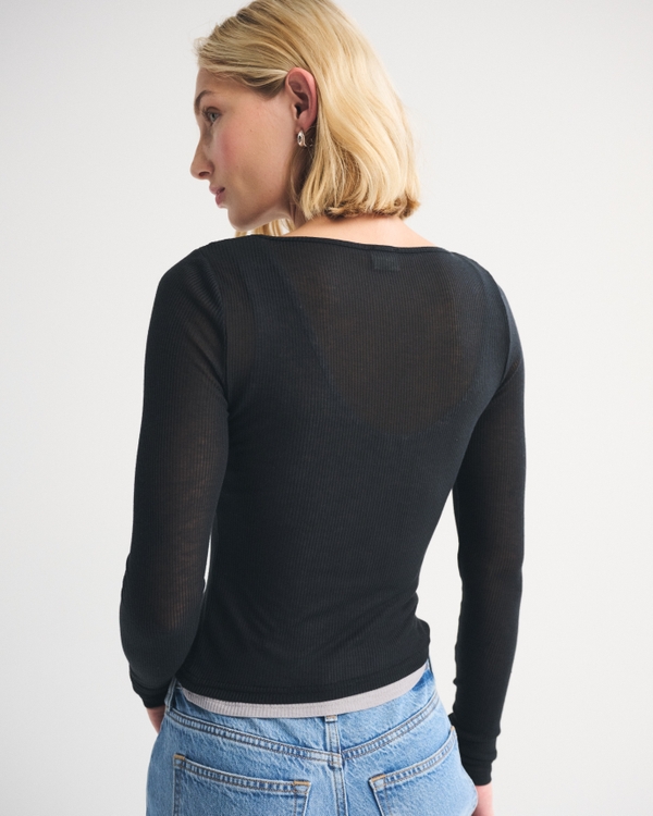Sheer Rib Layered Top
