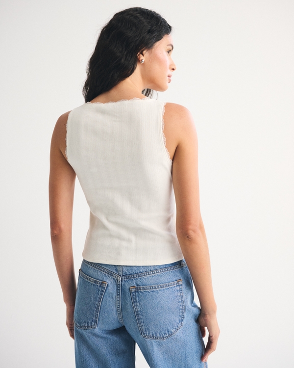 Pointelle Button-Through Tank