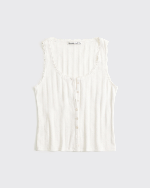 Pointelle Button-Through Tank