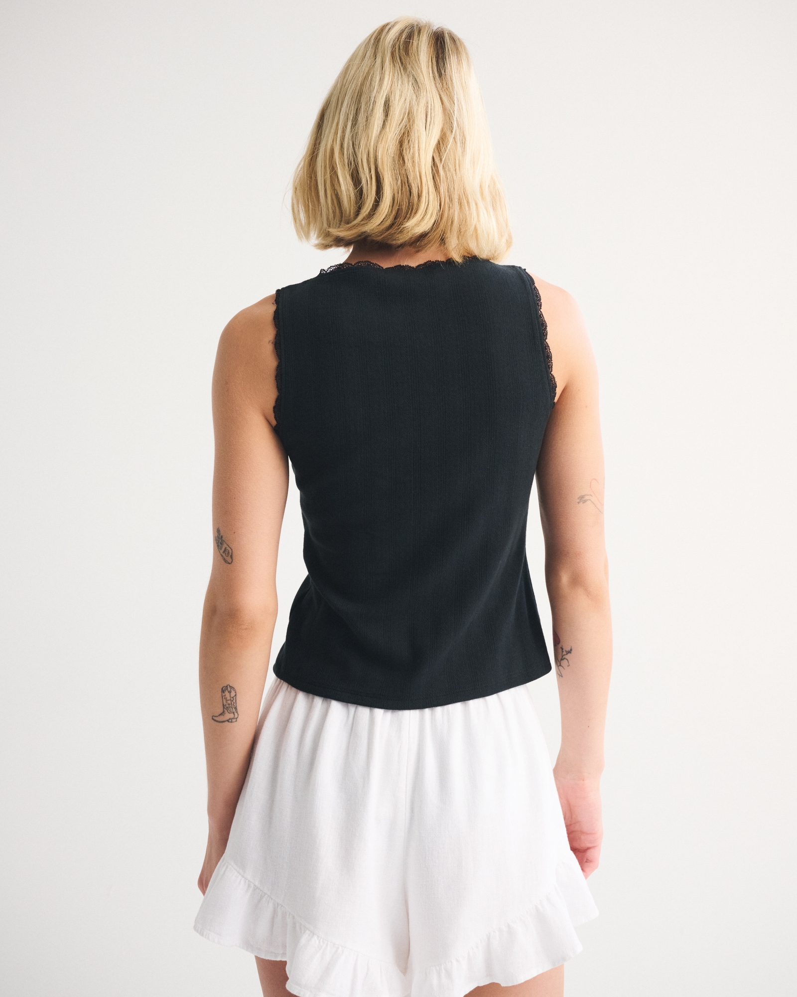 Pointelle Button-Through Tank